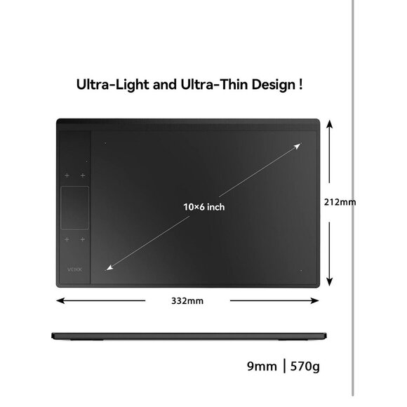 VEIKK A30 V2 Drawing Tablet 10x6" Graphics Tablet w/ Battery-Free Pen Gift IDEA - Picture 3 of 7